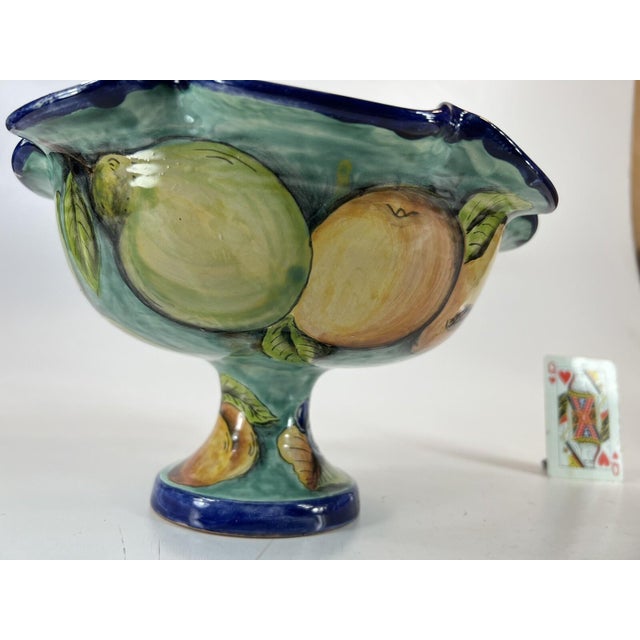 Mid 20th Century Fruit Bowl Footed Ceramic, Santa Rosa, Majolica Style, Vantage Mexican Pottery For Sale - Image 11 of 15