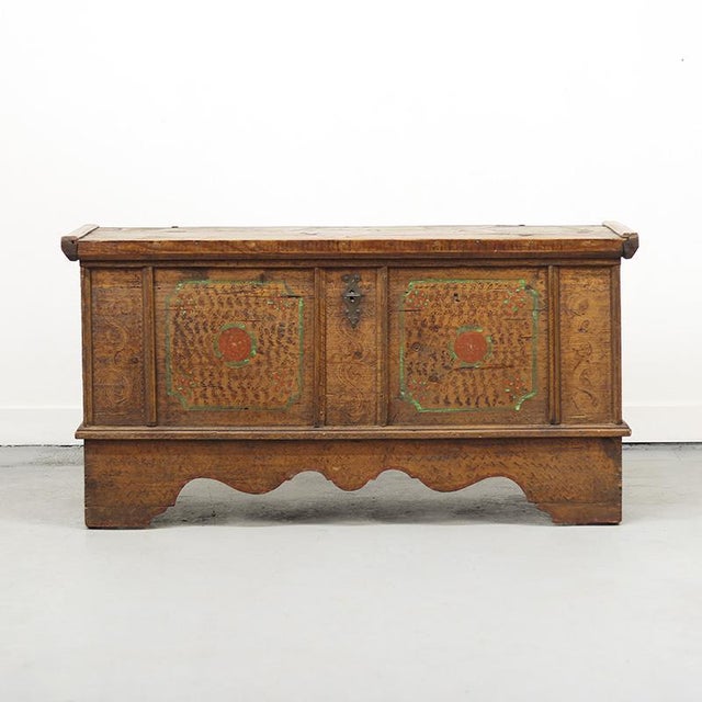 Painted Bridal Chest, 1737 For Sale - Image 9 of 12