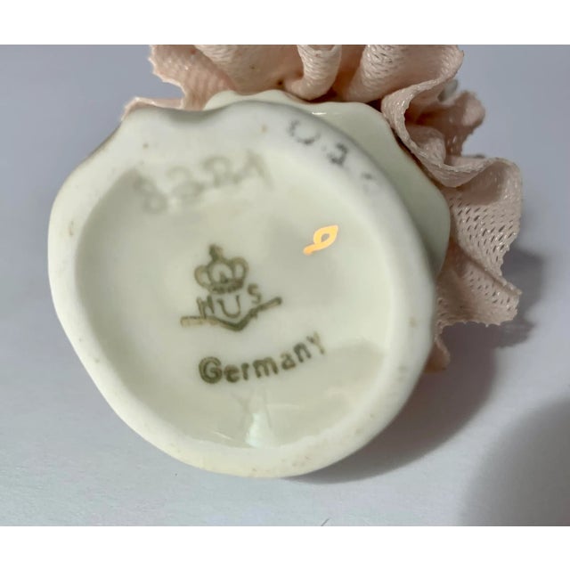 Ceramic Vintage Dresden Rococo-Style Petite Porcelain Figurines Dancing in Lace Skirts, Mid-1990s by Germany’s Porzellanfabrik Unterweißbach- a Paiir For Sale - Image 7 of 10