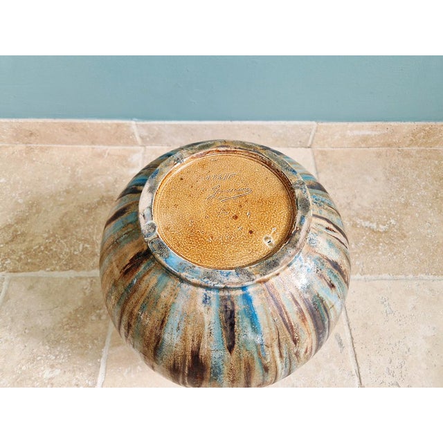 Large Vase with Handles in Flamed Stoneware by Roger Guérin, 1920s For Sale - Image 10 of 16