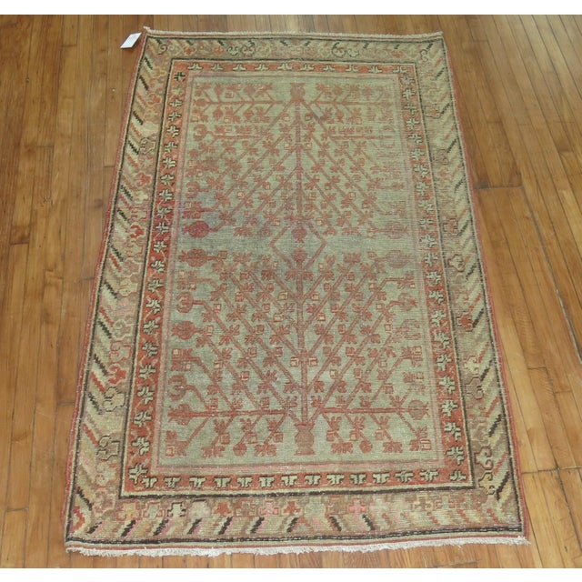 Late 19th Century late 19th Century Khotan accent Rug - 4'1" x 6'10" For Sale - Image 5 of 5
