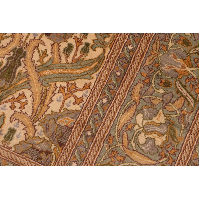 1990s Art Nouveau Inspired 1990's Pak-Persian Beige/Green Wool Rug - 6'1'' X 9'9'' For Sale - Image 5 of 9