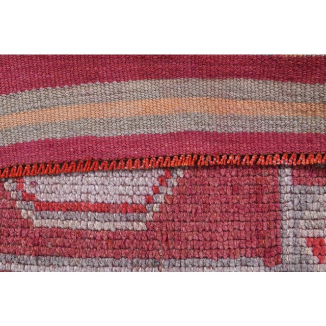 1970s 1970s Vintage Turkish Oushak Handmade Wool Cotton Pink Runner Rug For Sale - Image 5 of 11