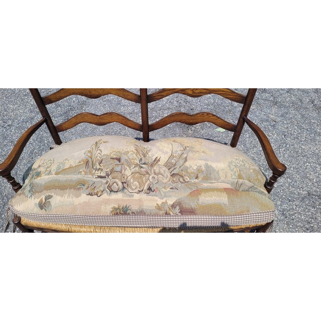 French Market Collection Country Rush Seat Bench For Sale - Image 11 of 17