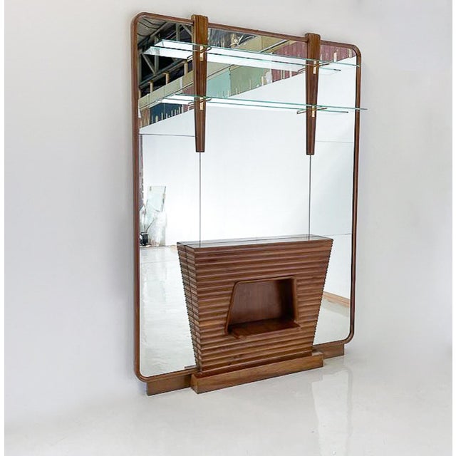 Mid-Century Mirror Console in Walnut, Italy, 1940s For Sale - Image 4 of 6
