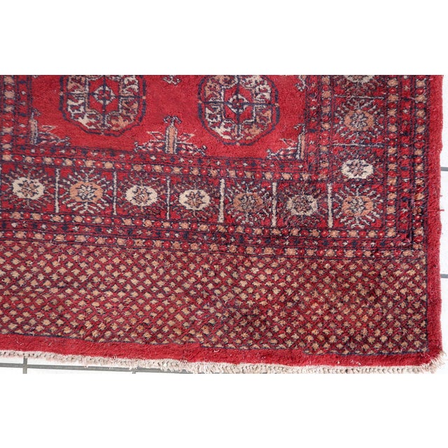 1950s, Handmade Vintage Uzbek Bukhara Rug 3.2' X 4.9' For Sale - Image 10 of 10