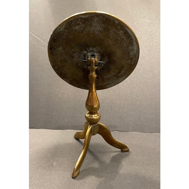 English Miniature Brass Tilt-Top Games Table & Light Reflector For Sale - Image 3 of 7