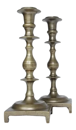 Mid 19th Century Russian Shabbat Brass Candlesticks - a Pair