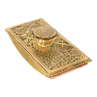 Tiffany Studios New York Grapevine Bronze Doré and Favrile Slag Glass Rocker Blotter For Sale