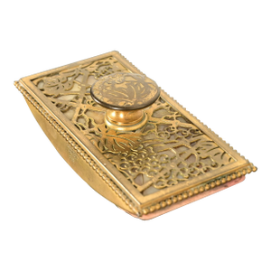 Tiffany Studios New York Grapevine Bronze Doré and Favrile Slag Glass Rocker Blotter