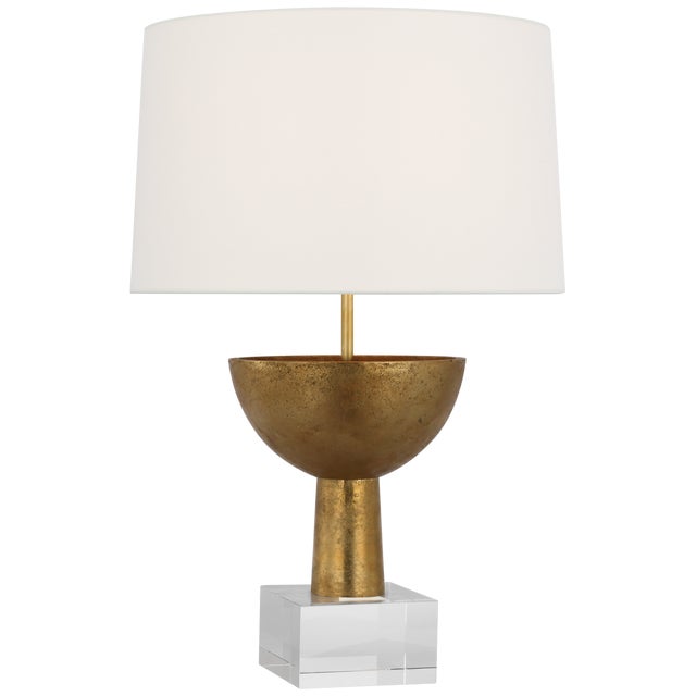 Modern Ray Booth by Visual Comfort Signature Eadan 26" Table Lamp in Museum Brass with Linen Shade For Sale - Image 3 of 3
