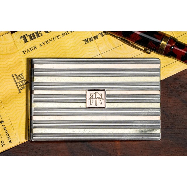 Exceptional Rare Cartier 14k Gold Sterling Silver Art Deco Antique Money Document Checkbook Clip For Sale - Image 4 of 16