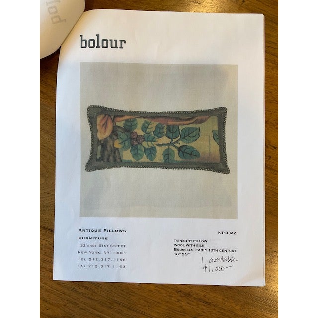 Rustic European 18th Century Bolour Brussels Antique Tapestry Pillow For Sale - Image 3 of 3