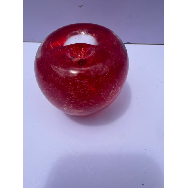 Glass 1994 Hand-Signed Richard Blenko Ruby Red Glass Apple Paperweight - Model #882 For Sale - Image 7 of 12