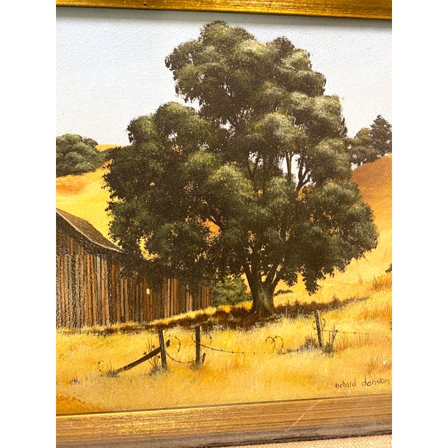 Mid 20th Century Richard Danskin Original Oil Painting Horse Farm Barn Rustic Landscape Carmel California For Sale - Image 9 of 12