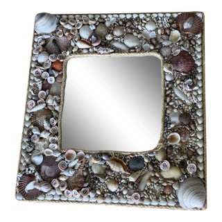 Vintage Tony Duquette-Style Seashell Mirror With Rope Trim For Sale