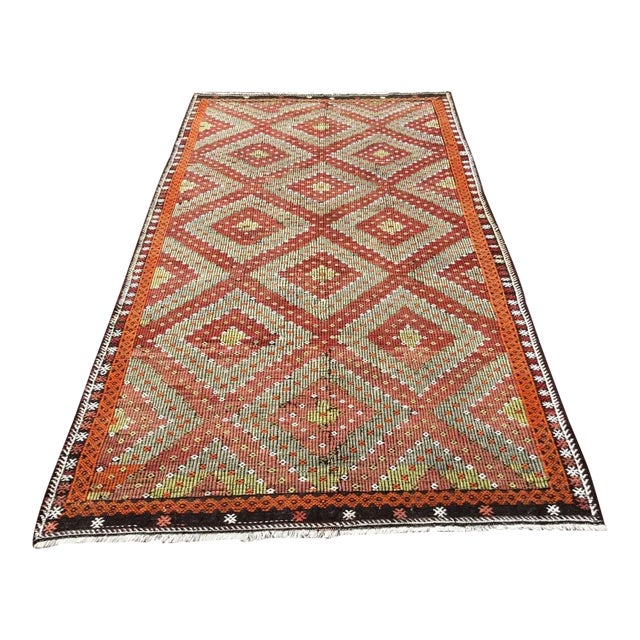 Nomadic Embroidered Kilim - 70" X 125" For Sale