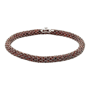 Deep Red Garnet Mesh Bracelet in Sterling Silver