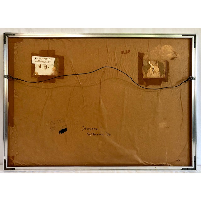 Paint Late 20th-Century Abstract Mixed Media Painting “Aegean” by S. Martin For Sale - Image 7 of 8