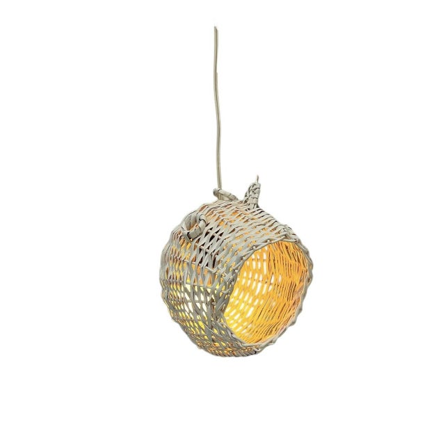 Wicker Rattan Fish Pendant Lamp, 1960s For Sale - Image 13 of 14