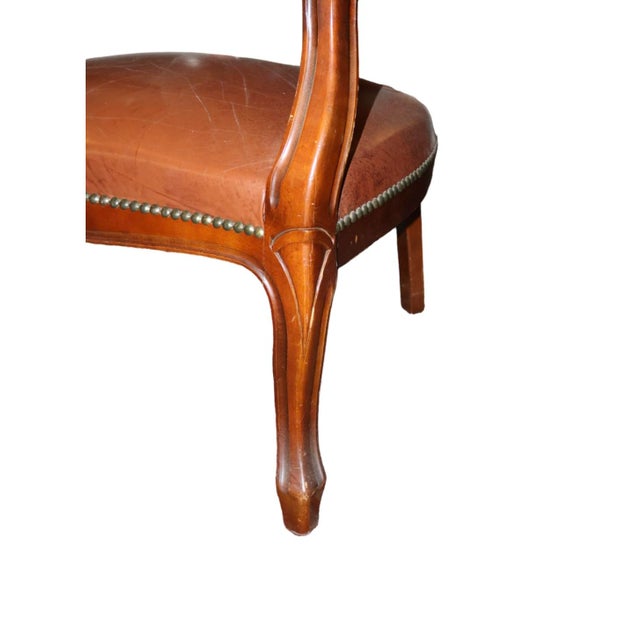French Mid 20th Century Louis XV Style Tufted Leather Armchair For Sale - Image 3 of 3