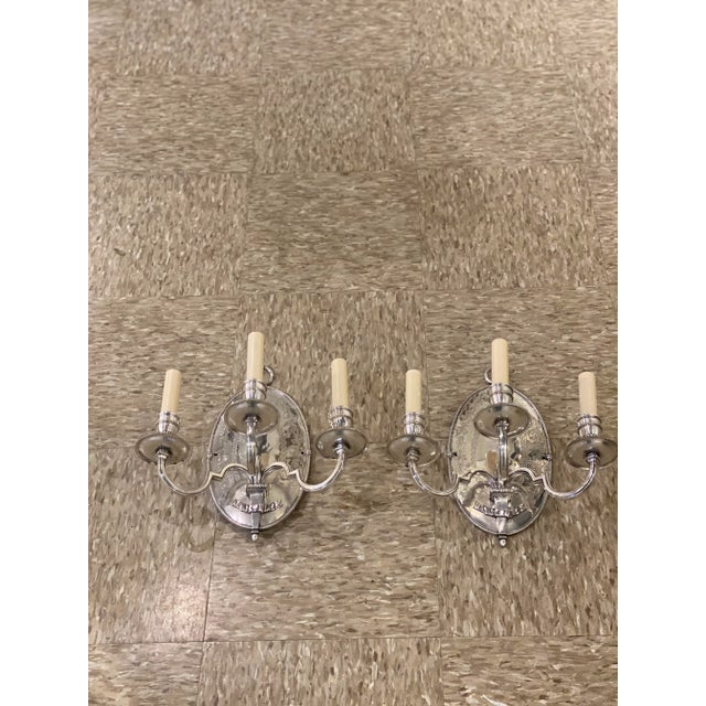 Pair 1900s Silver Plated Caldwell Sconces For Sale - Image 10 of 13