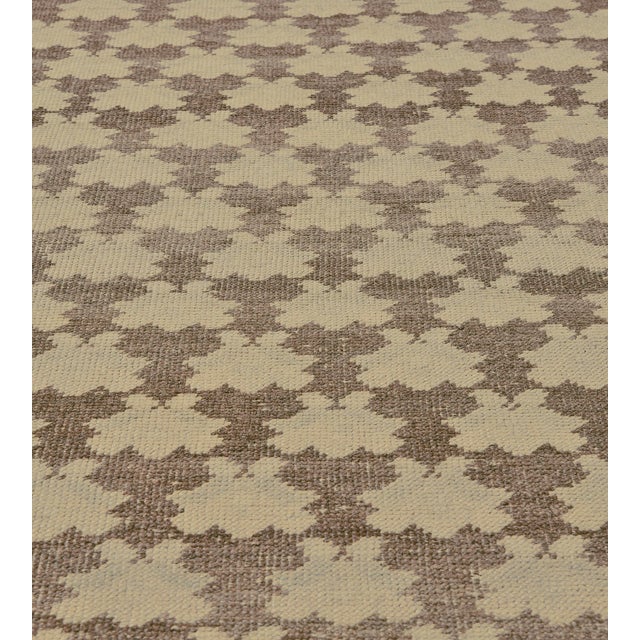 Turkish Mid-Century Brown Floral-Motif Handmade Wool Turkish Rug For Sale - Image 3 of 9