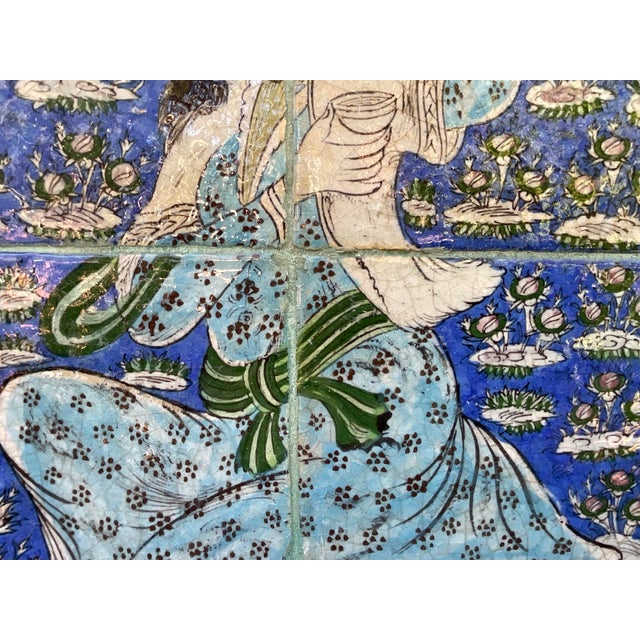 Exquisite Hand-Painted Persian Ceramic Tile Art -Framed Wall Hanging For Sale - Image 10 of 17
