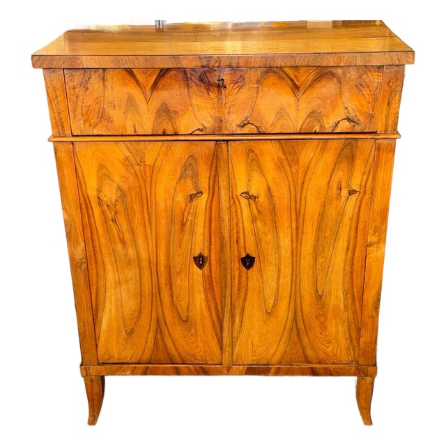 19th C. German Biedermeier Walnut Side Cabinet For Sale