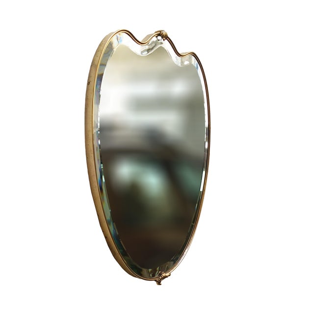 1960s Brass Shield-Shaped Wall Mirror, Italy, 1960s For Sale - Image 5 of 8