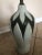 Very funky and unique Midcentury ceramic painted table lamp with a zig zag-like pattern. It is blue and green with gold-...