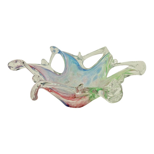 Vintage Multi-Colored Murano Italian Art Glass Bowl For Sale