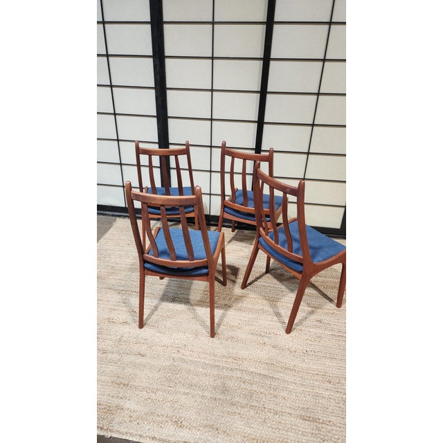 Vintage teak dining chairs, set of 4 For Sale - Image 4 of 5