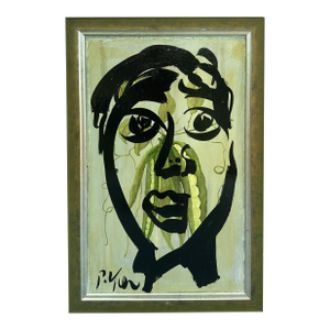 Original Peter Keil Portrait Abstract Painting, Signed