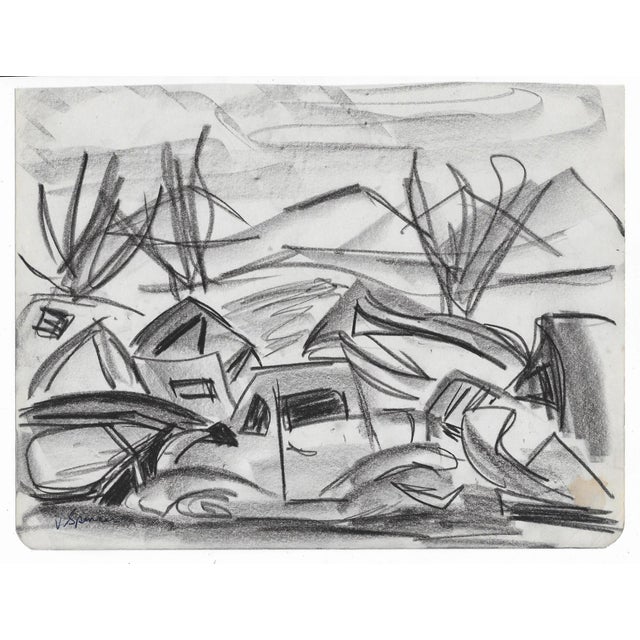 1950s MCM drawing by artist Virginia L. Spencer. Signed lower left, from a sketchbook of San Francisco subjects by...