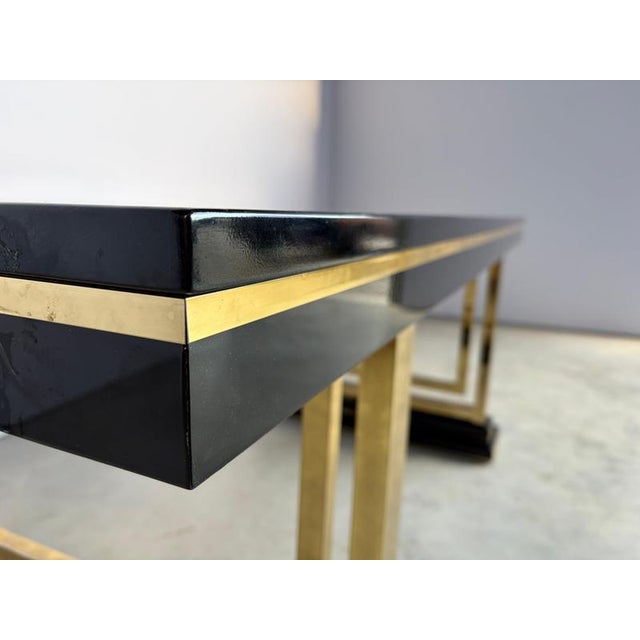 1970s Vintage Lacquer and Brass Dining Table, 1970s For Sale - Image 5 of 12