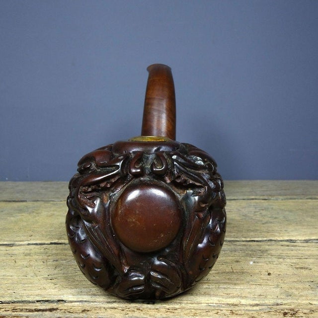 Late 19th Century Carved Rosewood Tobacco Pipe With Dragon Motif, 680g For Sale - Image 4 of 9
