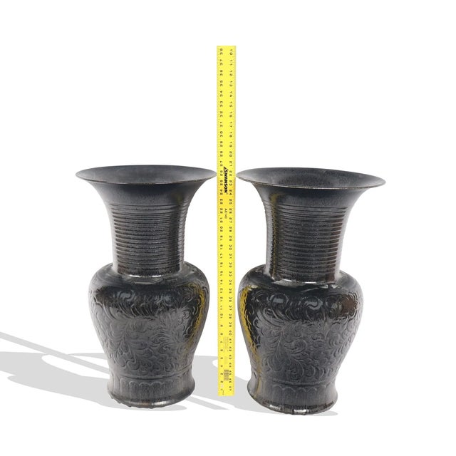Late 20th Century Chinese Black Glazed Porcelain Dragon Vases – A Pair For Sale - Image 10 of 12