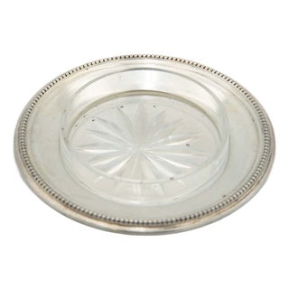 Circular Silver Butter Dish with Glass Core For Sale