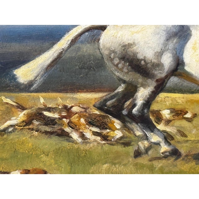 Olive Raoul Millais Hunting Painting, English Fox Hunt Scene, Grey Horse Scarlet Huntsman With Hounds, Sussex Sporting Art For Sale - Image 8 of 18