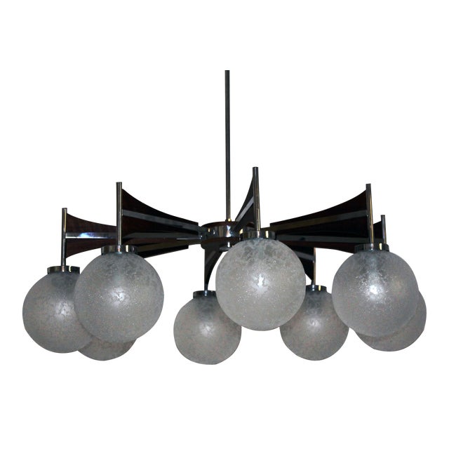 Large Chandelier with Eight Diffusers, 1960s For Sale