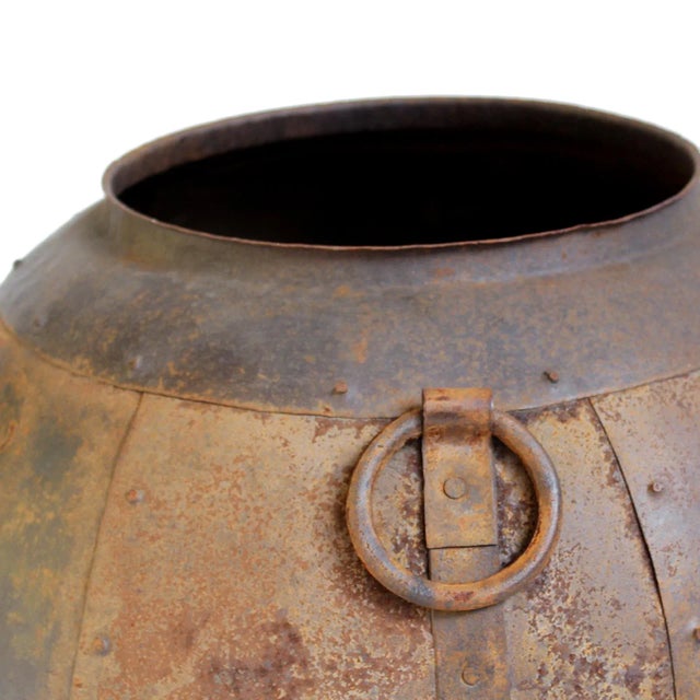 Farmhouse Vintage Industrial Round Iron Pot For Sale - Image 3 of 4