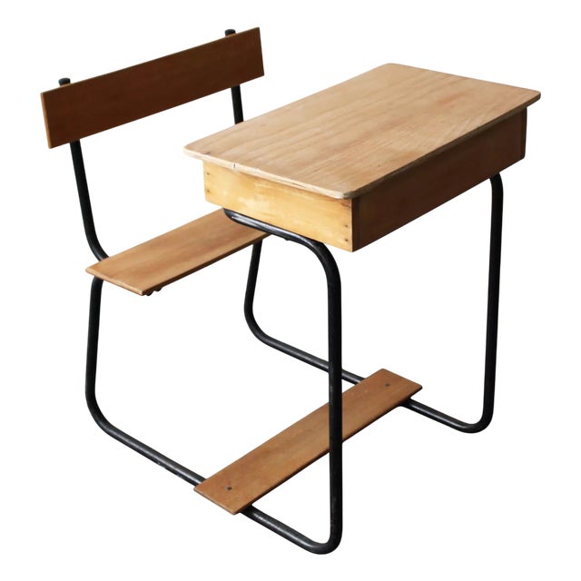 Vintage Wooden School Desk For Sale