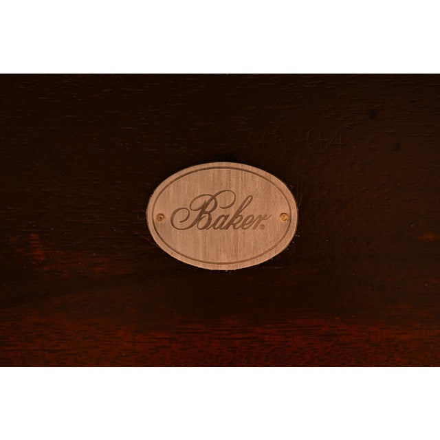 Baker Furniture Georgian Banded Mahogany Double Pedestal Extension Dining Table | Newly Refinished For Sale - Image 12 of 13