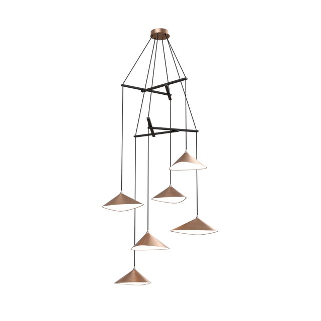 Emily V6 Group Pendant Light in Copper Semi-Matte by Daniel Becker for Moss Objects For Sale - Image 4 of 4