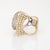 Modern 80s Vintage Diamond Ring Sculptural Bypass Sz 8.5 Cocktail Band Fine Jewelry For Sale - Image 3 of 6