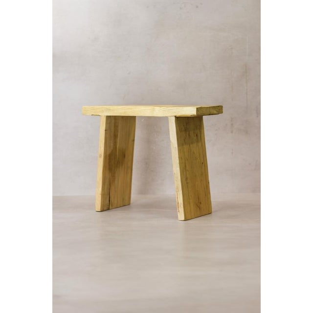 Wood Vintage Rustic Square Elm Wood Stool For Sale - Image 7 of 7