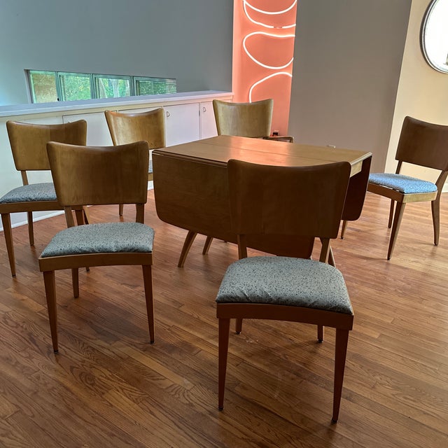 1960s Heywood-Wakefield Mid-Century Wishbone Expandable Dining Table With Six Stingray Chairs For Sale - Image 12 of 12