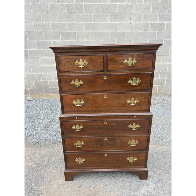 Stickley Georgian Chippendale Style Solid Mahogany -Drawer Highboy Dresser Solid wood frame, brass hardware, dovetail...