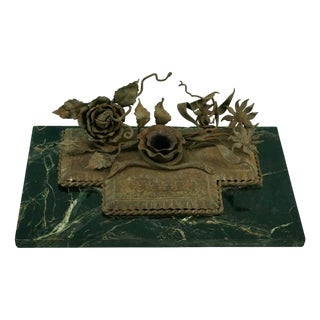 Antique Art Nouveau Inkwell in Wrought Iron, 1890s For Sale
